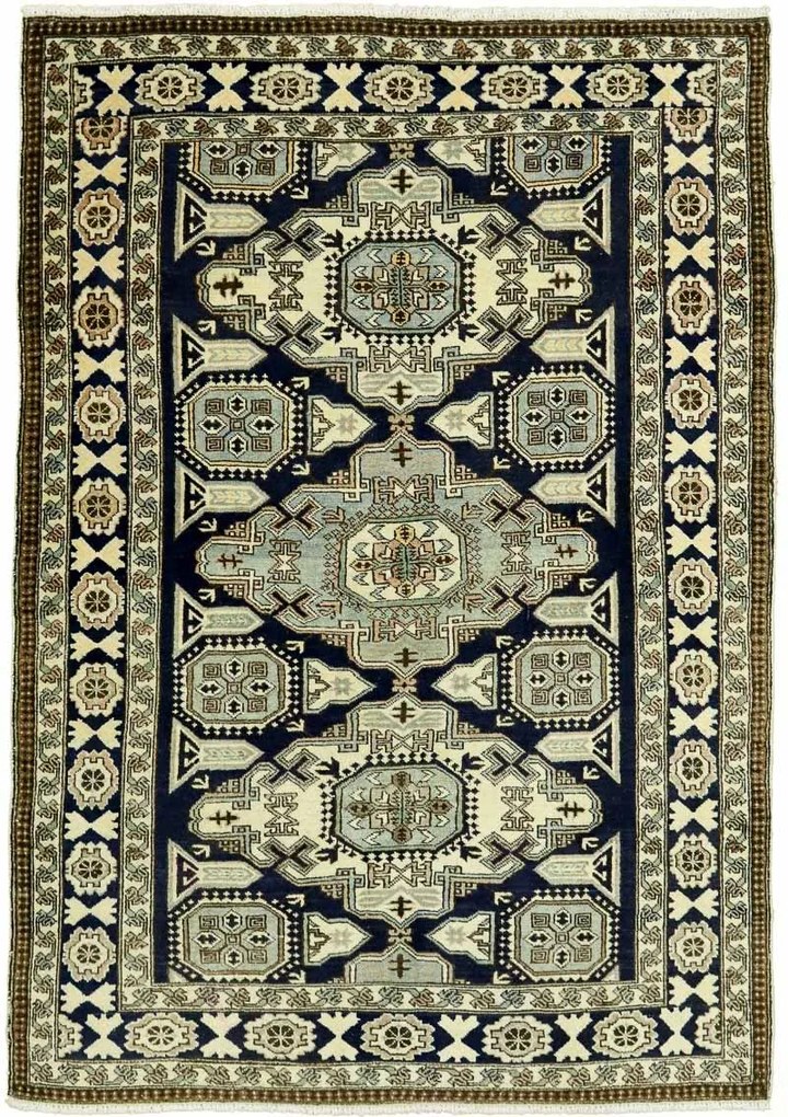 Tappeto 200x130 Blu (Iran) Annodato A Mano