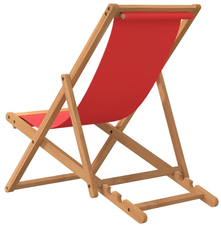 Sedia da spiaggia pieghevole in legno massello di teak rossa
