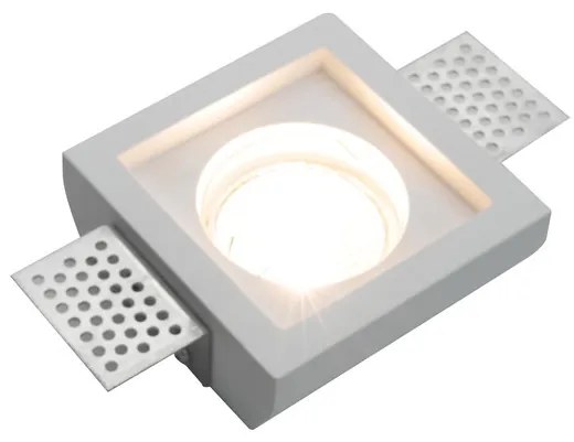 Portafaretto GU10 e MR16 Quadrato Gesso Pitturabile Ø100x100 mm