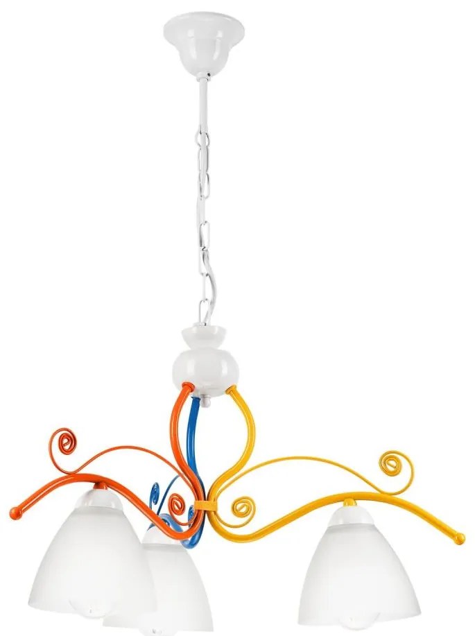 Lampadario a sospensione con catena RETRO 3xE27/60W/230V bianco/colorato