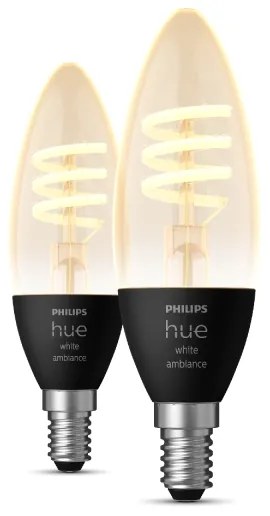 SET 2 lampadine LED dimmerabili Philips Hue WHITE AMBIANCE E14/4,6W/230V