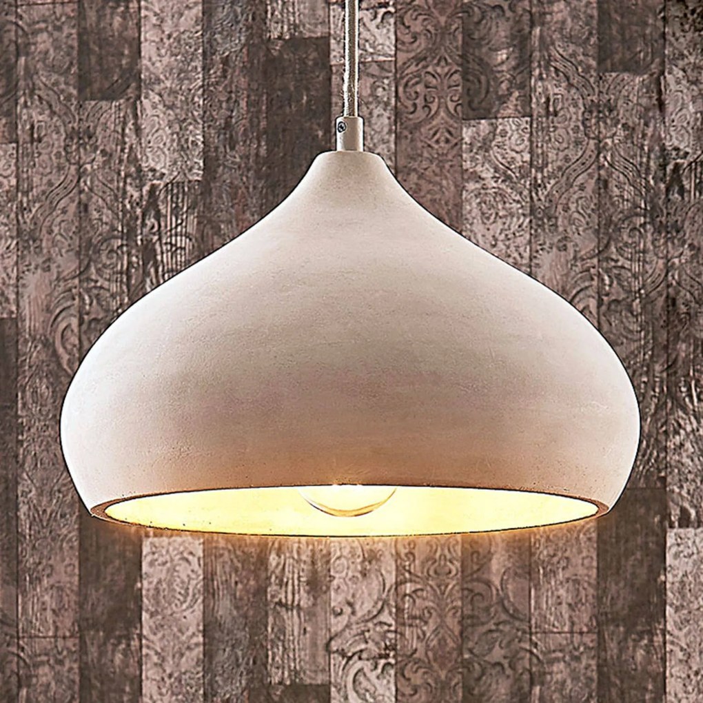 Lampada a sospensione Morton Lindby, dimmerabile, Alluminio / Grigio / Zincato, Soggiorno / Sala da pranzo, calcestruzzo / cemento, Moderno, Lampada a sospensione