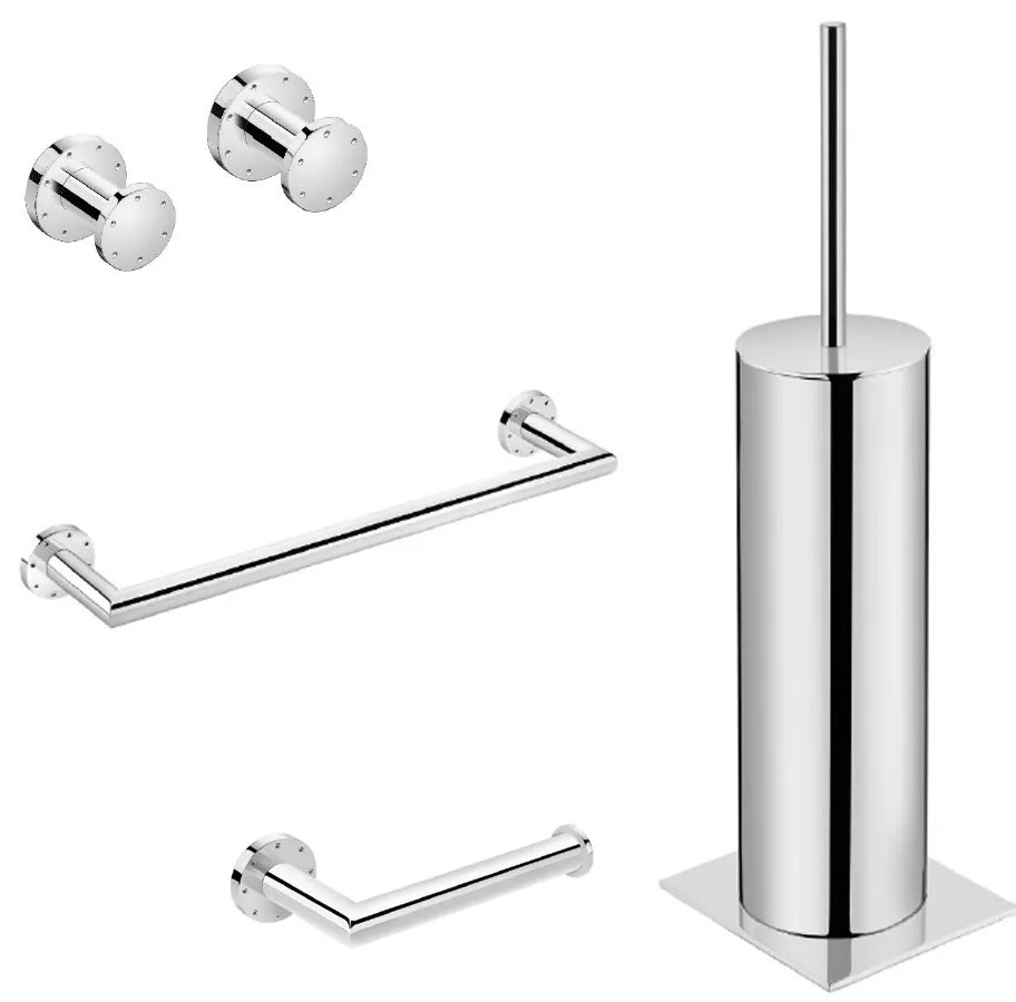 Set 5 Accessori a Parete Cosmic "Kubic" Cromo Lucido