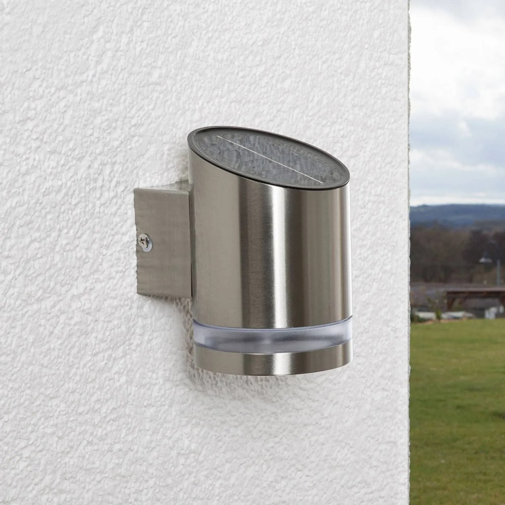 Lampada solare LED Salma applicazione a parete SALMA Lindby, Alluminio / Grigio / Zincato, Acciaio Inox, Moderno, Lampada solare da esterni