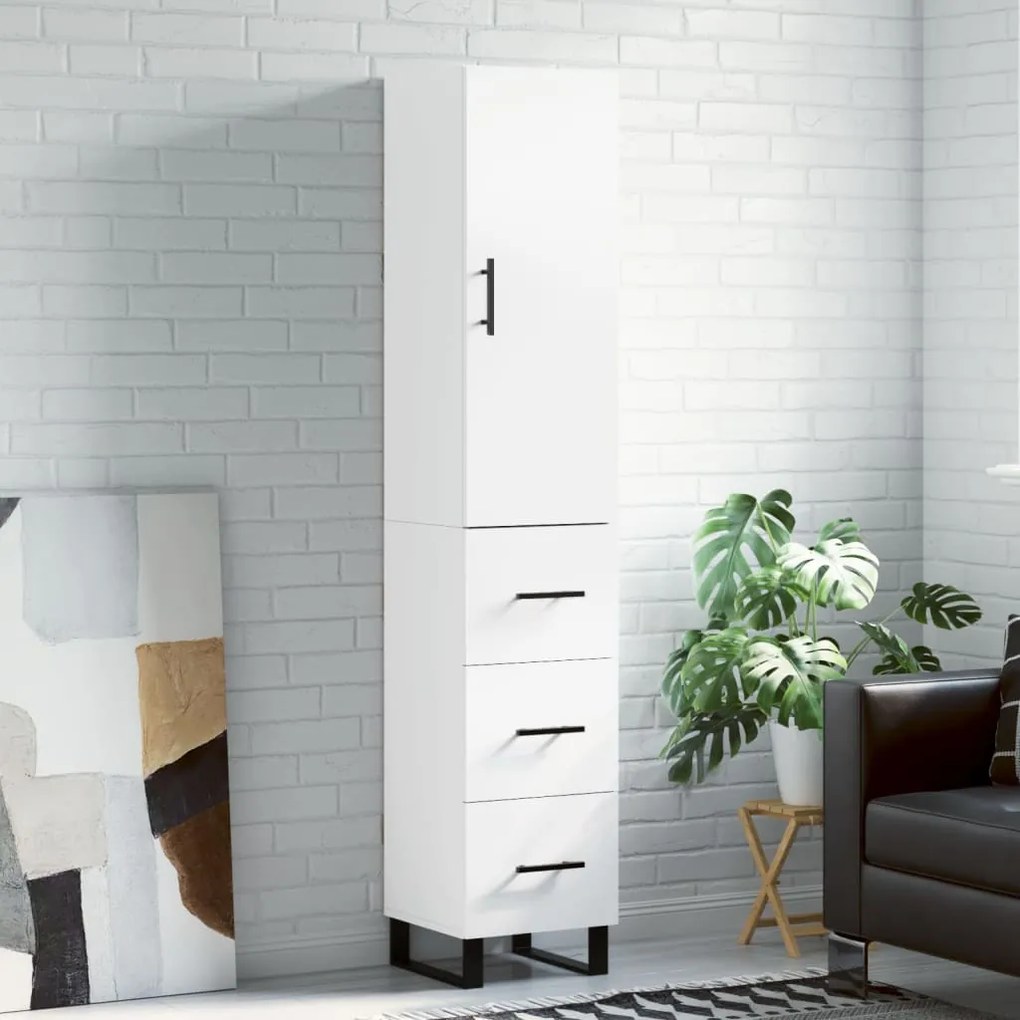 Credenza Bianca 34,5x34x180 Cm İn Legno Multistrato /