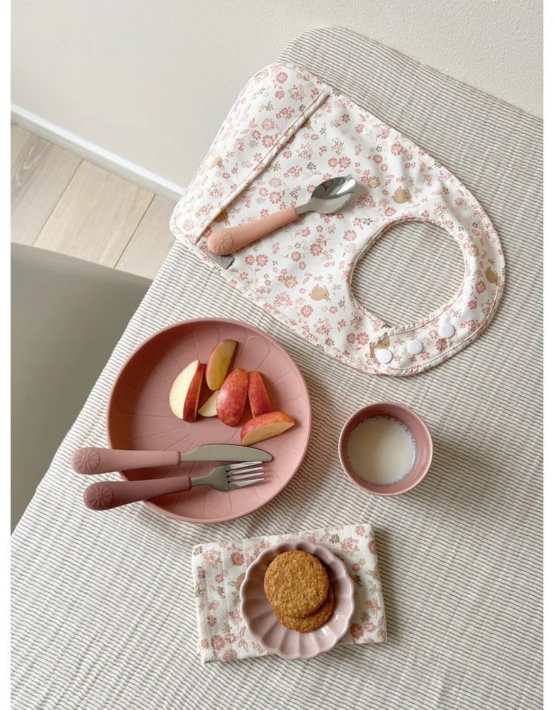 Posate per bambini rossa/color salmone in silicone 3 pz Rose Mix – Cam Cam Copenhagen