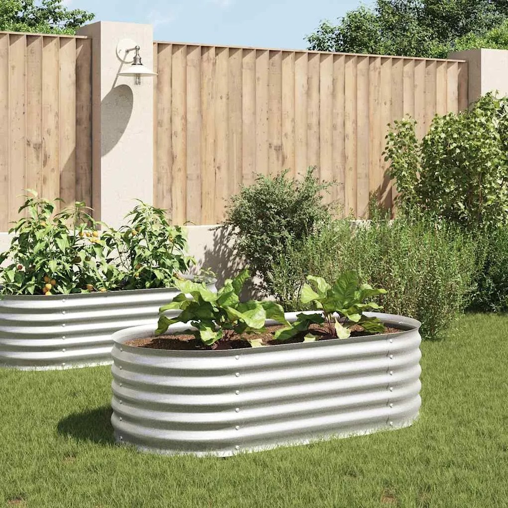Letto Rialzato Giardino 160x80x44 Cm İn Acciaio Zincato Argento /