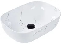 Lavabo da appoggio in ceramica bianca effetto marmo 470 x 340 mm Lavabo da bagno rettangolare stile Glam