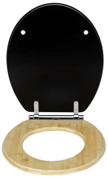WENKO 25772100 - Sedile WC BAMBUZA 37x44 cm nero/marrone/cromo lucido