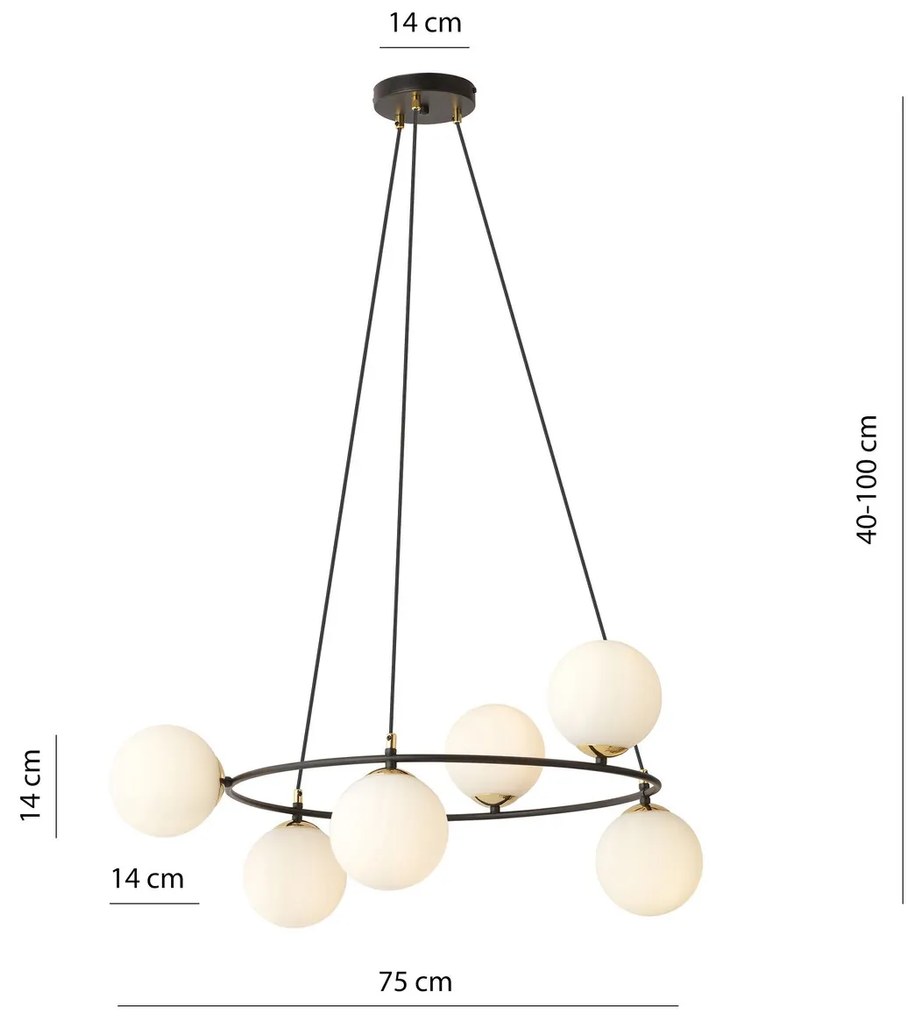 Lampadario a Sospensione AZURA 6 in Acciaio e Vetro 6xE14