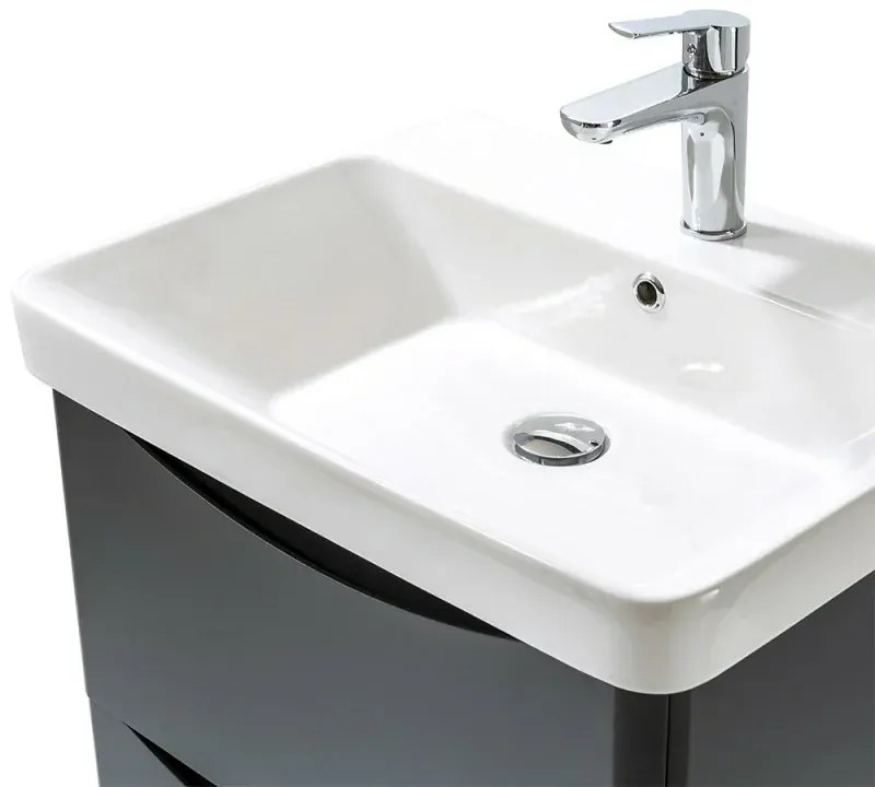 Mobile bagno sospeso 80 cm antracite con specchio a filo Zen