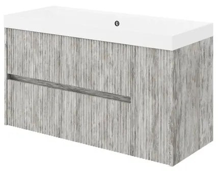 Mobile sottolavabo e lavabo Portofino per vasca centrale grigio antico in mdf L 100 x H 50.5 x P 40 cm, 1 anta 2 cassetti