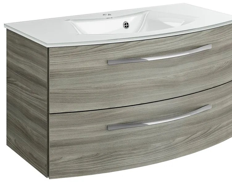 Mobile sottolavabo e lavabo Image per vasca centrale rovere grigio L 90 x H 48 x P 48 cm 2 cassetti