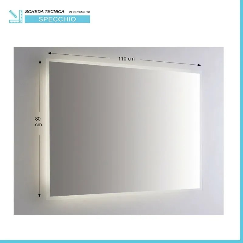Specchiera retroilluminata LED 110x80 sabbiatura perimetrale 1 cm