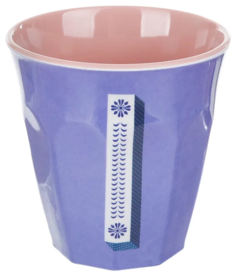 Bicchiere melammina viola lettera I 280 ml Maiolika