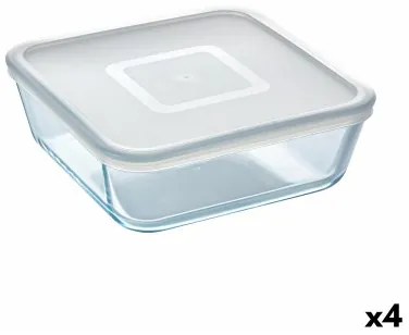 Porta Pranzo Quadrato con Coperchio Pyrex Cook  Freeze 2 L 19 x 19 cm Trasparente Silicone Vetro (4 Unità)