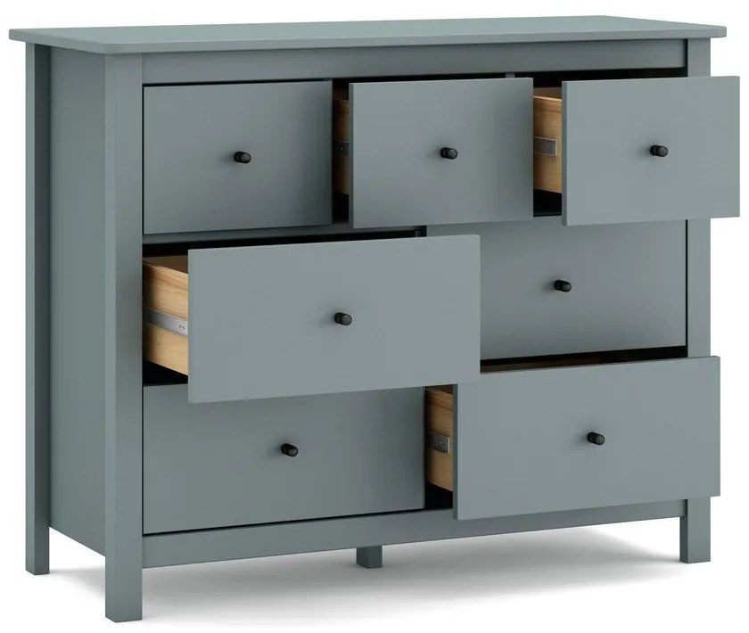 Cassettiera verde polveroso in pino massiccio 110x80x40 cm Misti – Marckeric