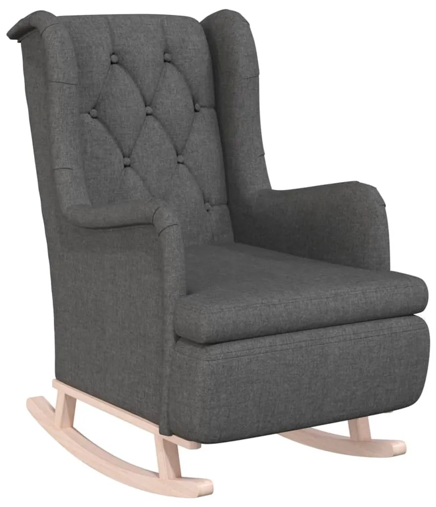 Poltrona gambe a dondolo legno di hevea grigio scuro in tessuto