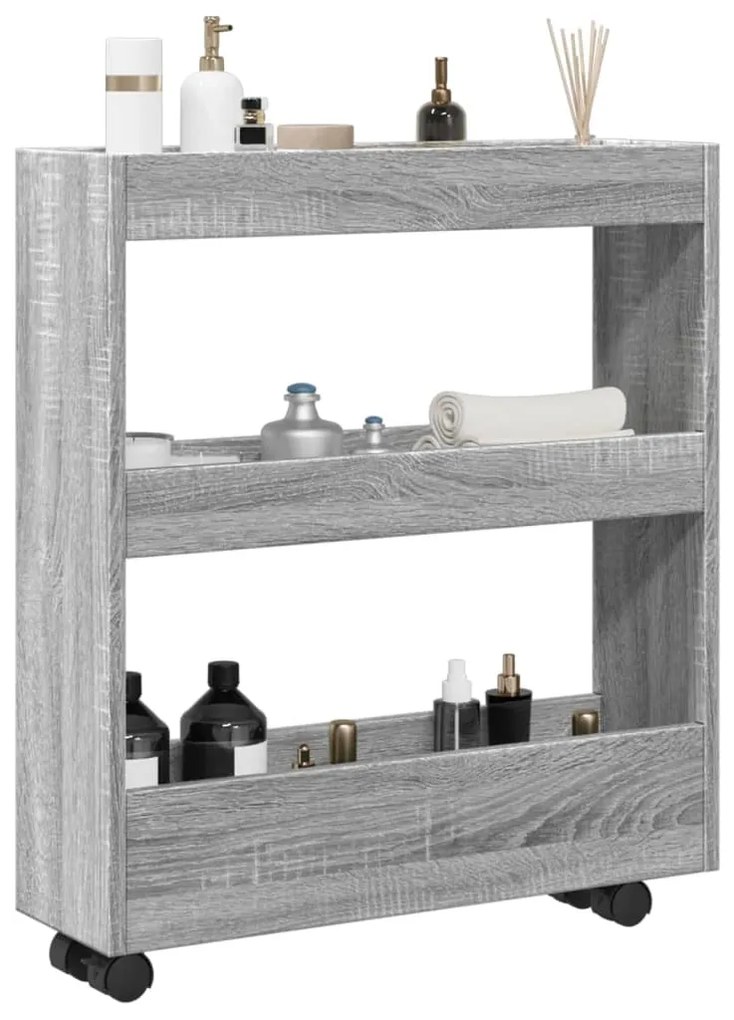 Carrello Stretto A 3 Livelli Grigio Sonoma İn Truciolato /
