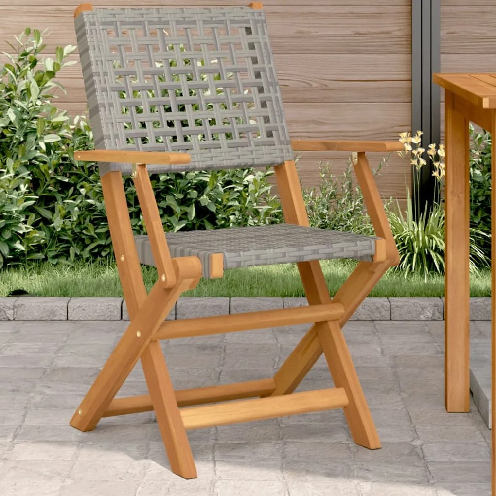 Sedie da giardino 2pz grigie legno massello acacia e polyrattan