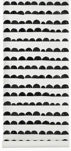 Ferm Living Carta da parati Half Moon - Offwhite/ Black