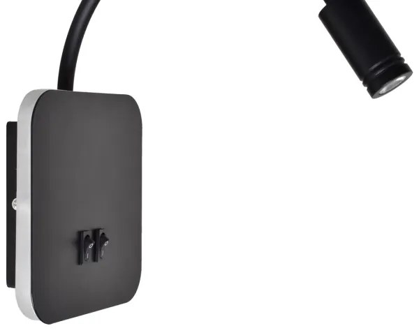 Lampada da parete LED flessibile BASE LED/8W+LED/2W/230V nero/argento