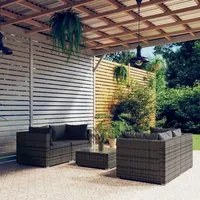 Set Divani da Giardino 5 pz con Cuscini in Polyrattan Grigio cod mxl 44408