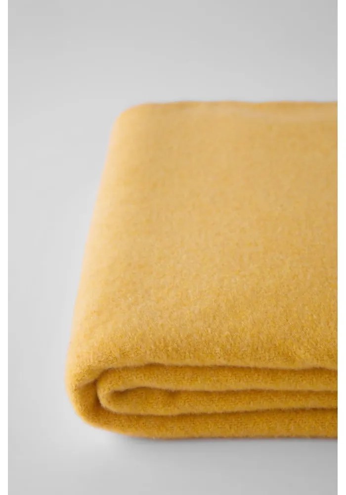 Plaid giallo con basi di cotone, 140 x 180 cm Plain - Euromant