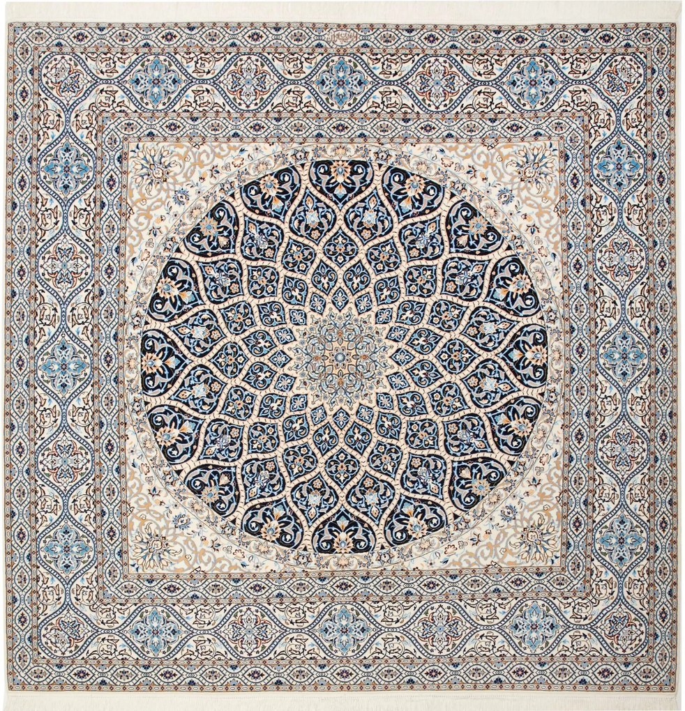 Nain Tappeto persiano 210 x 200 Blu (Iran) Annodato A Mano
