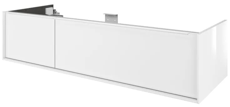 Mobile da bagno sospeso sotto lavabo L 135 x H 32 x P 48 cm bianco laccato lucido, 1 cassetto SENSEA Neo