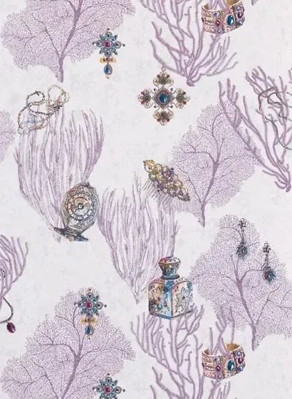 Matthew Williamson Carta da parati Coralino - Amethyst/ Sapphire/ Gold