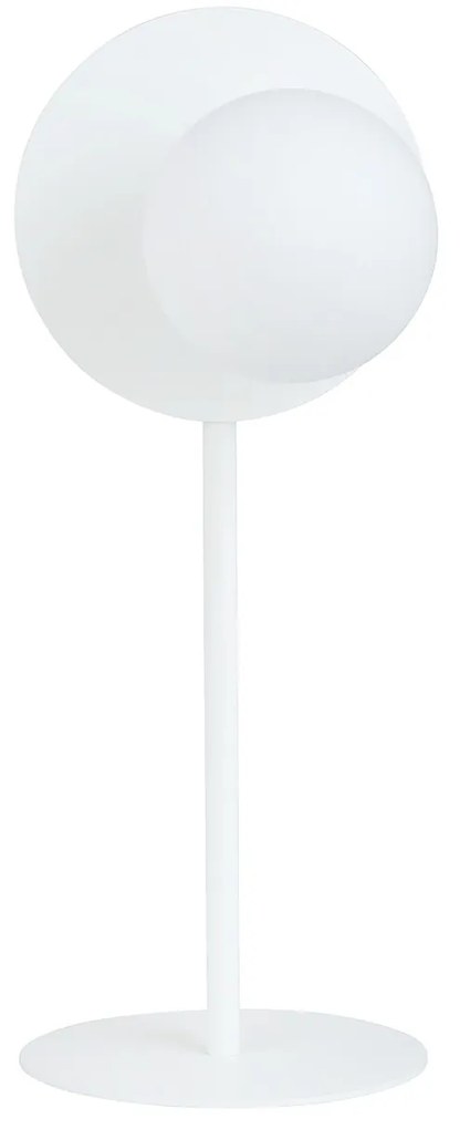 Lampada Da Tavolo Contemporanea Ippolita 1 Luce In Acciaio Bianco E Vetro Opalino