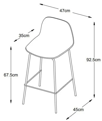 Sgabello da bar azzurro in plastica (altezza della seduta 67,5 cm) Whitby – Unique Furniture