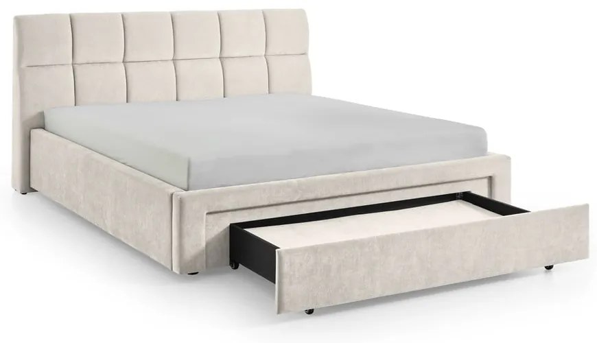 Letto matrimoniale imbottito beige rete non inclusa 180x200 cm Canyon – Meise Möbel