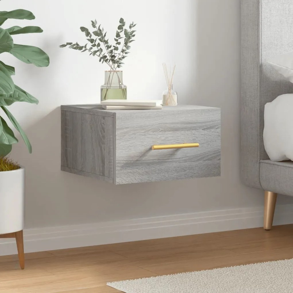 Comodino A Muro Grigio Sonoma 35x35x20 Cm /