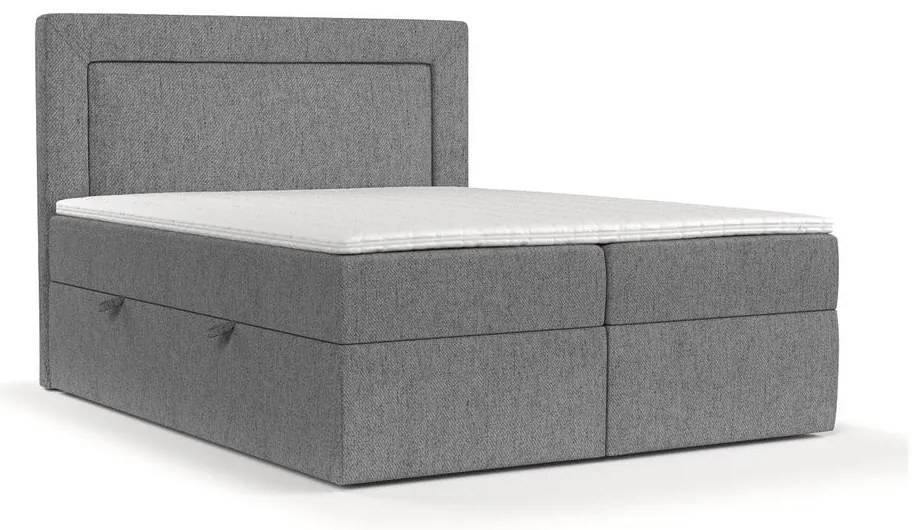 Letto boxspring grigio con contenitore 200x200 cm Imagine - Maison de Rêve