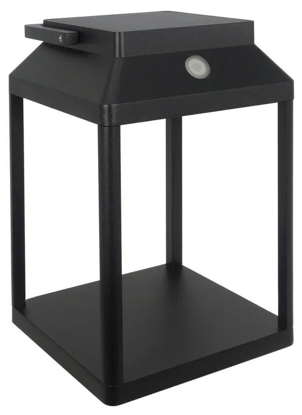 Lanterna Portatile Ricaricabile Solare e USB Nera Dimmerabile