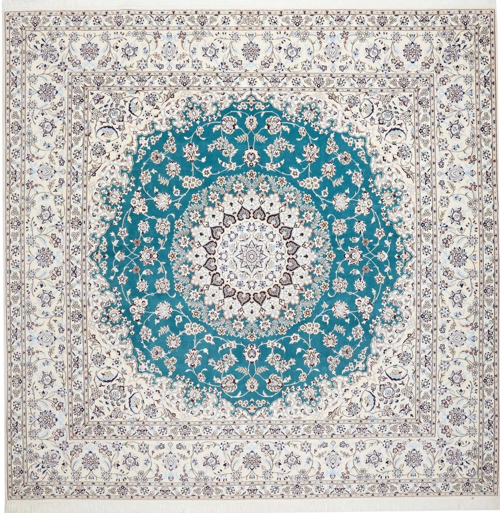 Nain Tappeto 250 x 250 Verde (Iran) Annodato A Mano