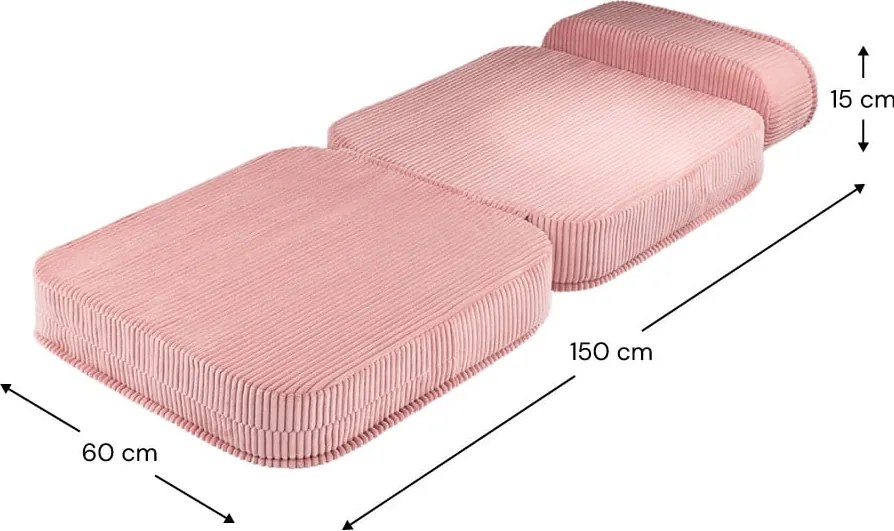 Poltrona per bambini rosa con rivestimento in velluto a coste Flip – Wigiwama