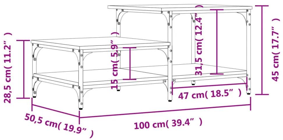 Tavolino da Salotto Nero 100x50,5x45 cm in Legno Multistrato