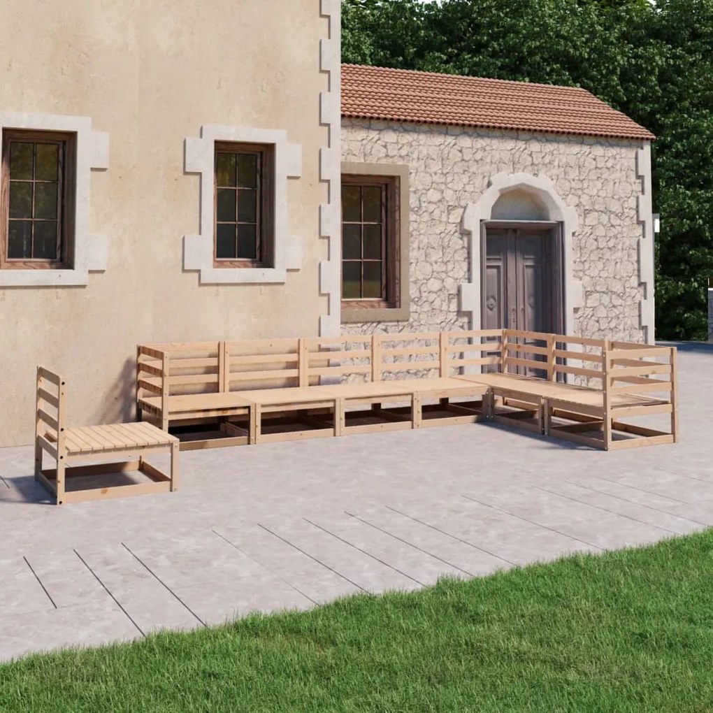 Set divani da giardino 8 pz in legno massello di pino