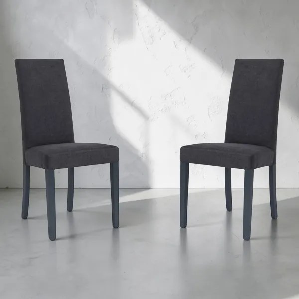 Sedia da pranzo in tessuto Antracite DENVER - Set 2