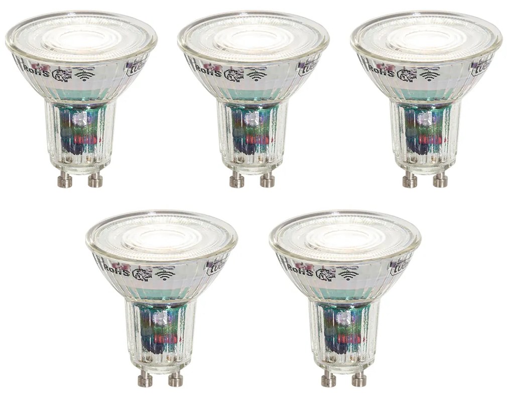 Set di 5 Lampadine LED Smart GU10 50mm Luminose 4.8W 400 lm 1800-6500K