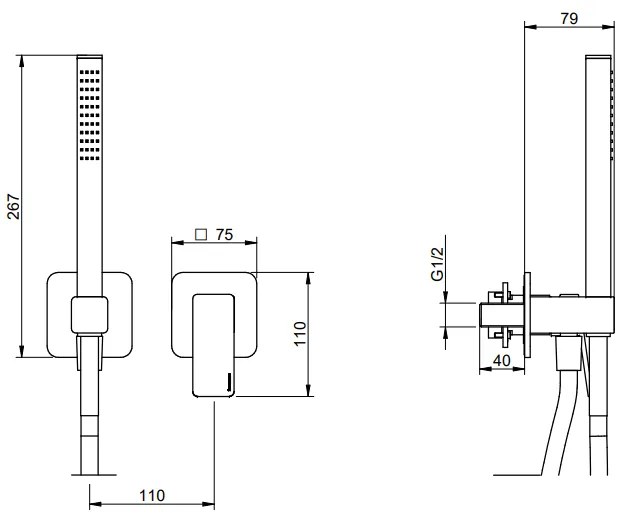 Treemme Pa36 RWIT8BD4CC01 miscelatore monocomando doccia con doccetta senza parte incasso cromo