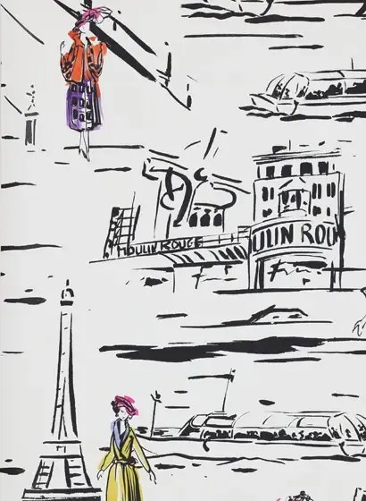 Manuel Canovas Carta da parati La Parisienne - Noir et blanc