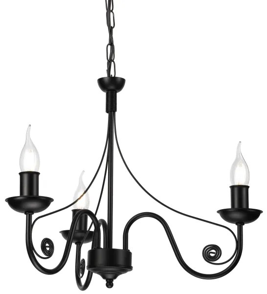 Lampadario a sospensione con catena DONATO 3xE14/40W/230V nero