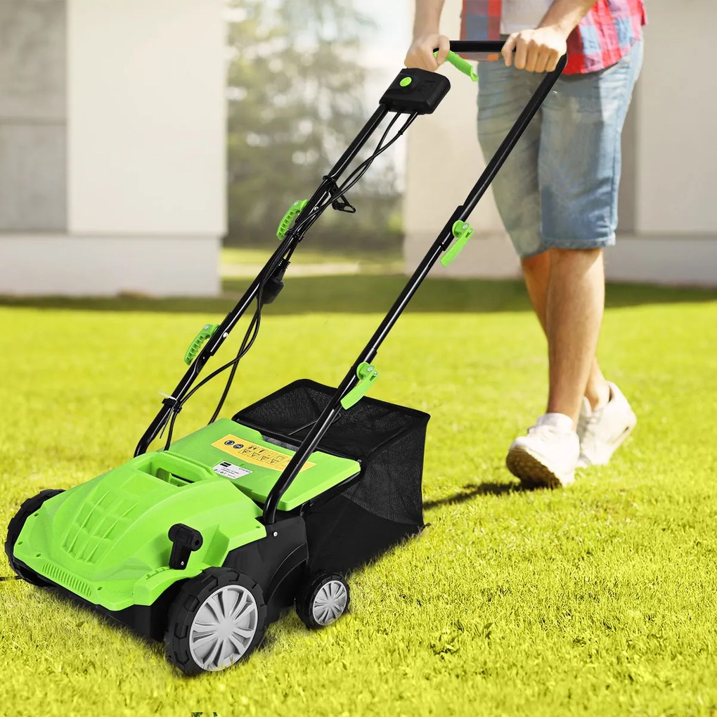 Costway Decespugliatore e aeratore elettrico con blocco di sicurezza profondità regolabile, Decespugliatore per prato 2 Colori