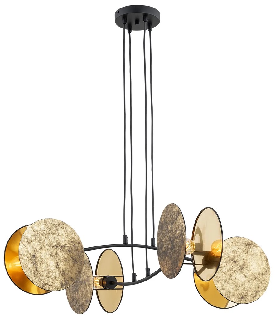 Lampada A Sospensione 4 Luci Moderna Nut In Acciaio Effetto Marmo Bianco