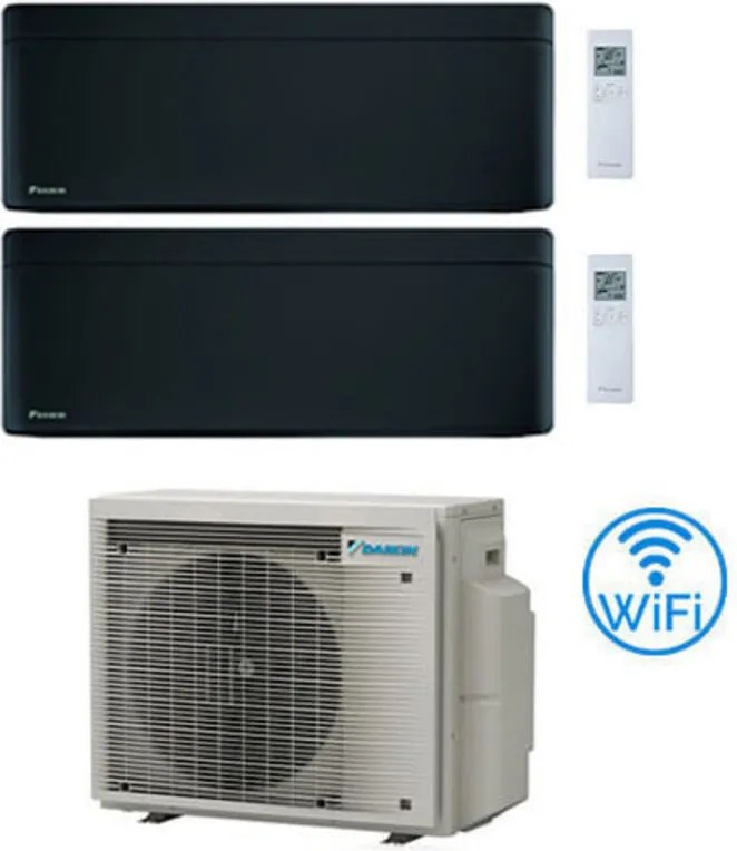 Daikin - Climatizzatore garanzia italia Inverter Stylish Total Black Wifi Dual Split 12000 + 18000 btu con u.e. 2MXM68A9 Classe a+++/a++ novita' 2024