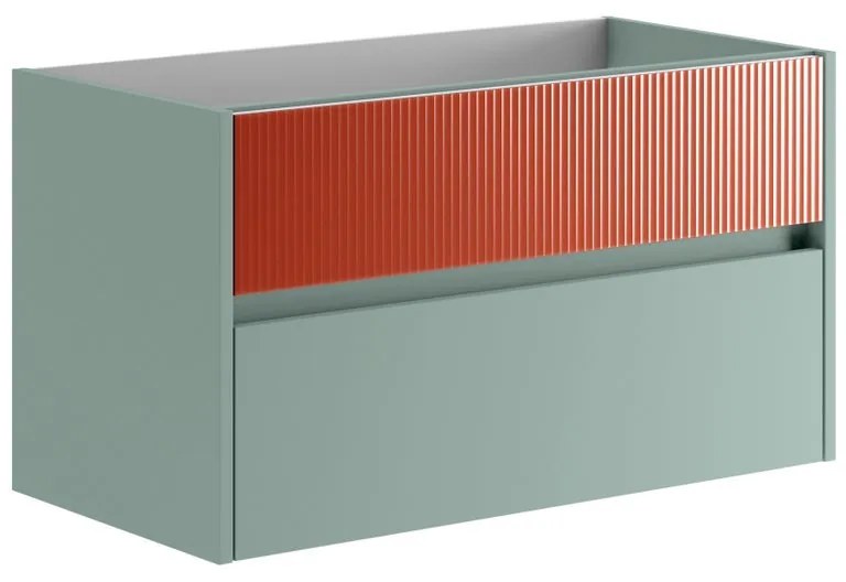 Mobile da bagno sotto lavabo Niwa verde laccato opaco L 89.5 x H 50 x P 45.5 cm 2 cassetti, lavabo non incluso